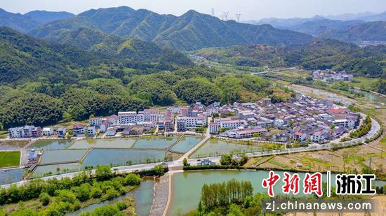 浦江縣平湖村侯中公路百畝荷田。金華市水利局供圖
