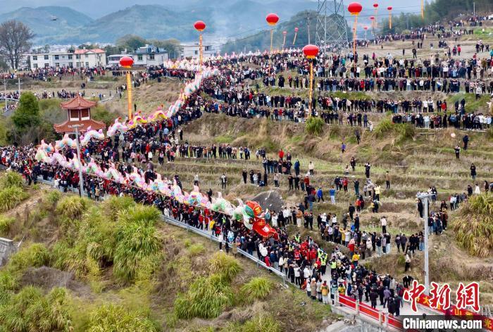 客家民眾元宵游大龍鬧元宵。 中新網(wǎng)記者 王東明 攝